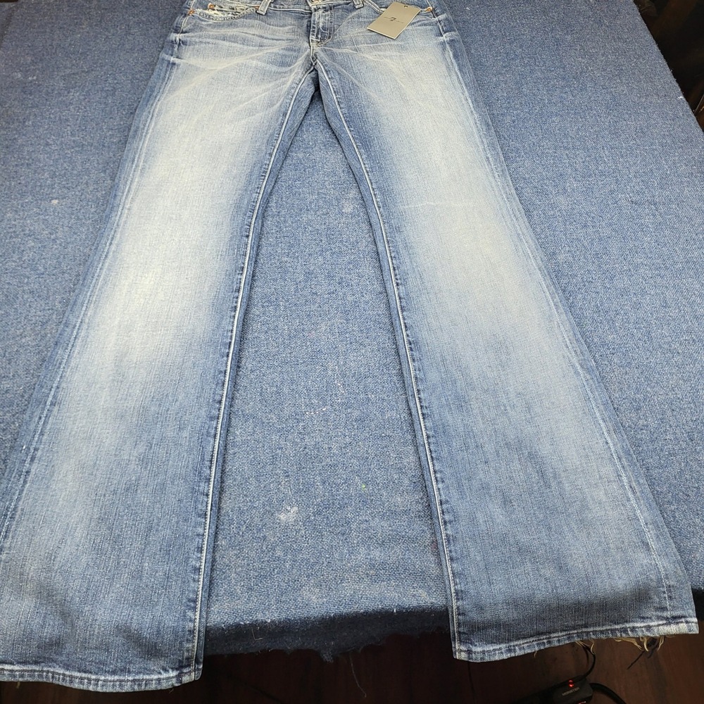 7 For All Mankind Bootcut Jeans Light Wash Distressed Size 30 Made in USA NEW